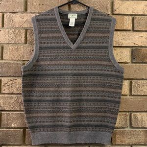 Men’s LLBean Wool Sweater Vest Patterned V-neck S